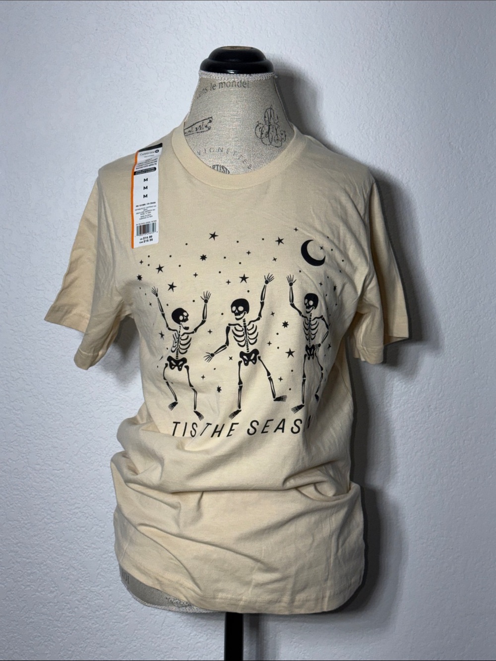 Celebrate It Cream Short Sleeve Tee with Black Star & Dot Print